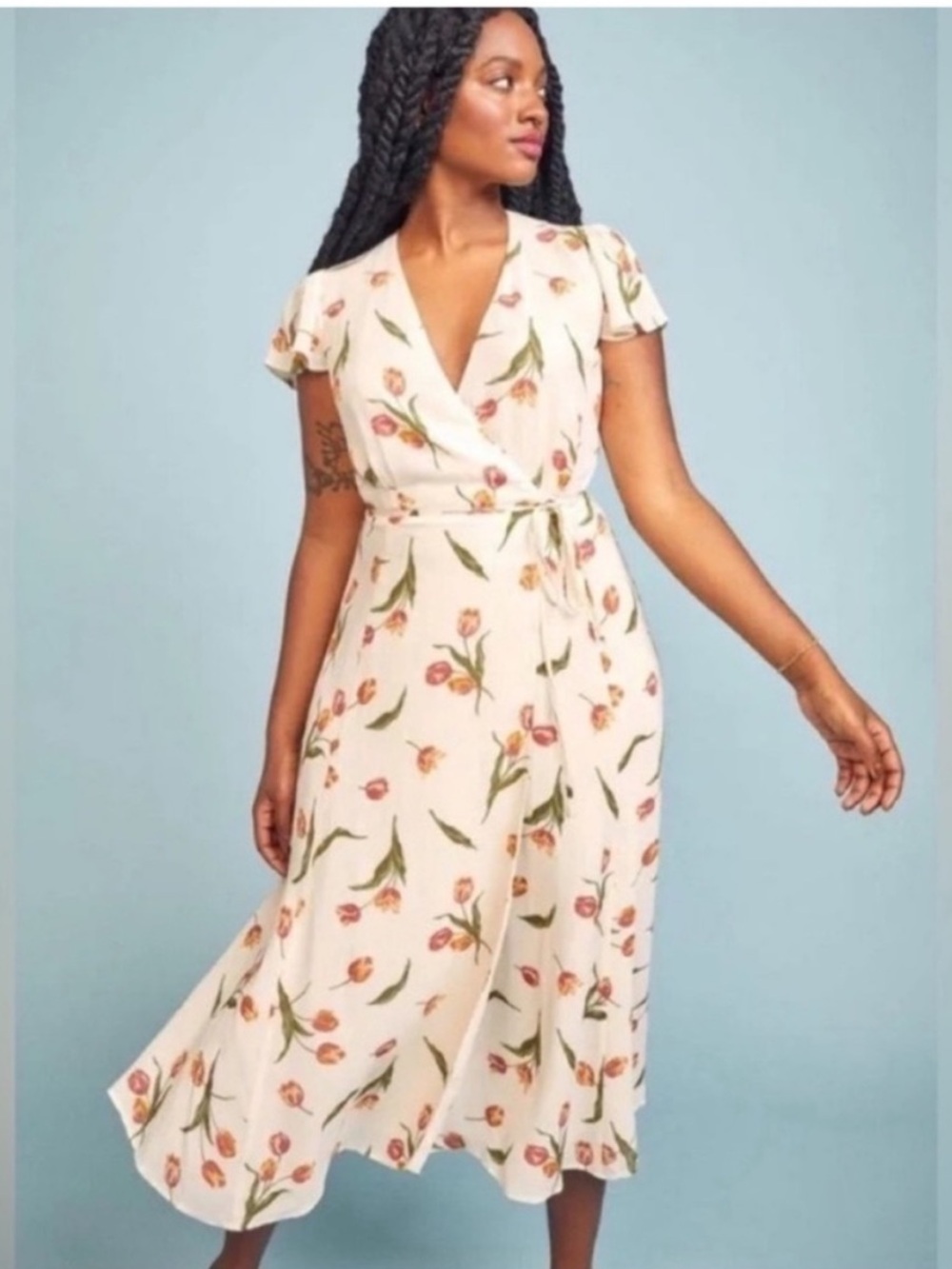 NWT Reformation Brewer Dress Bianca cream w floral print small